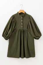 Corduroy Button-Down Babydoll Dress