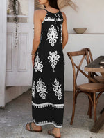 Devine Grecian Neck Printed Maxi Dress