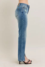 Judy Blue Full Size High Waist Vintage Wash Front Seam & Slit Straight Plus Size