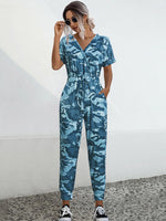 Drawstring Waist Short Sleeve Jumpsuit