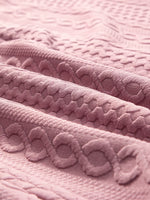 Cable Texture Puff Sleeve Loose Shacket