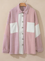 Button DownHoundstooth Color Block Shacket