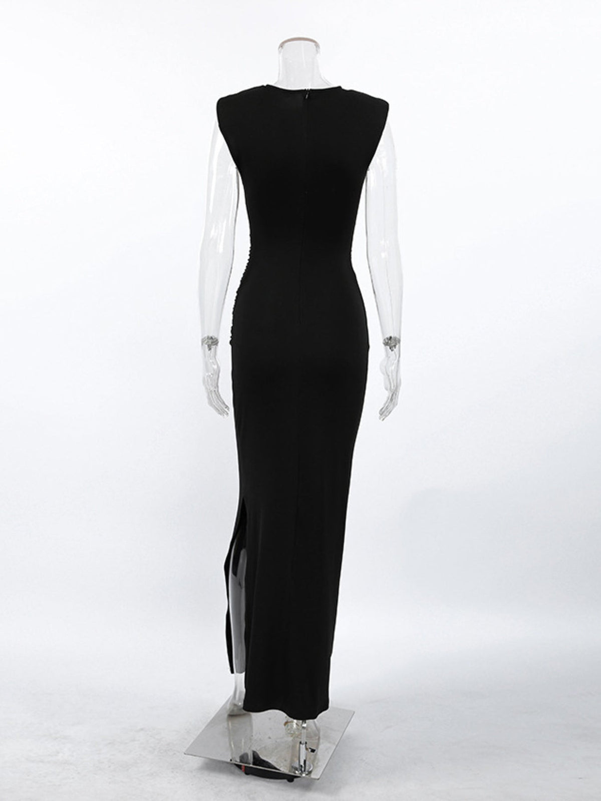 Slit Sleeveless Round Neck Maxi Dress