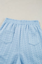 Textured Contrast Edge Top and High Waist Pants Set