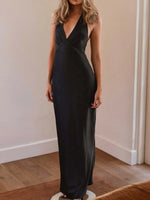Halter Neck Wrap Maxi Dress with Tie Detail