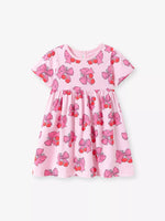 Children's Cherry Bowknot Print Ruffle Hem Dress