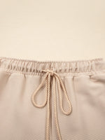 Textured Half Zip Kangaroo Pocket Top and Drawstring Shorts Set