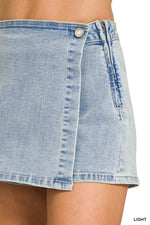 Zenana Wrap Front Denim Skort