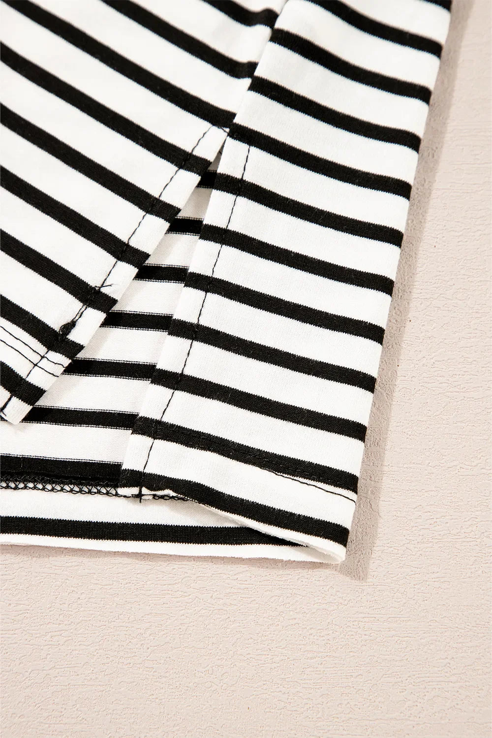 Striped Round Neck Cap Sleeve Top