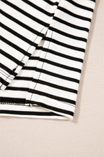 Striped Round Neck Cap Sleeve Top