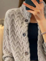 Textured Knit Button-Down Cardigan