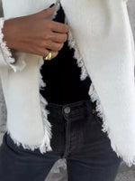 Full Size One Button Frayed Edge Cardigan Plus Size