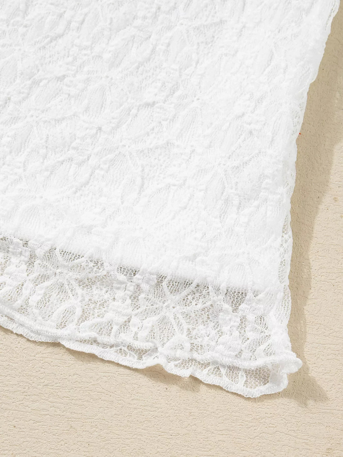 Sheer Lace Long Sleeve Slim Henley Top