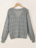 Buttoned Front Openwork Cardigan