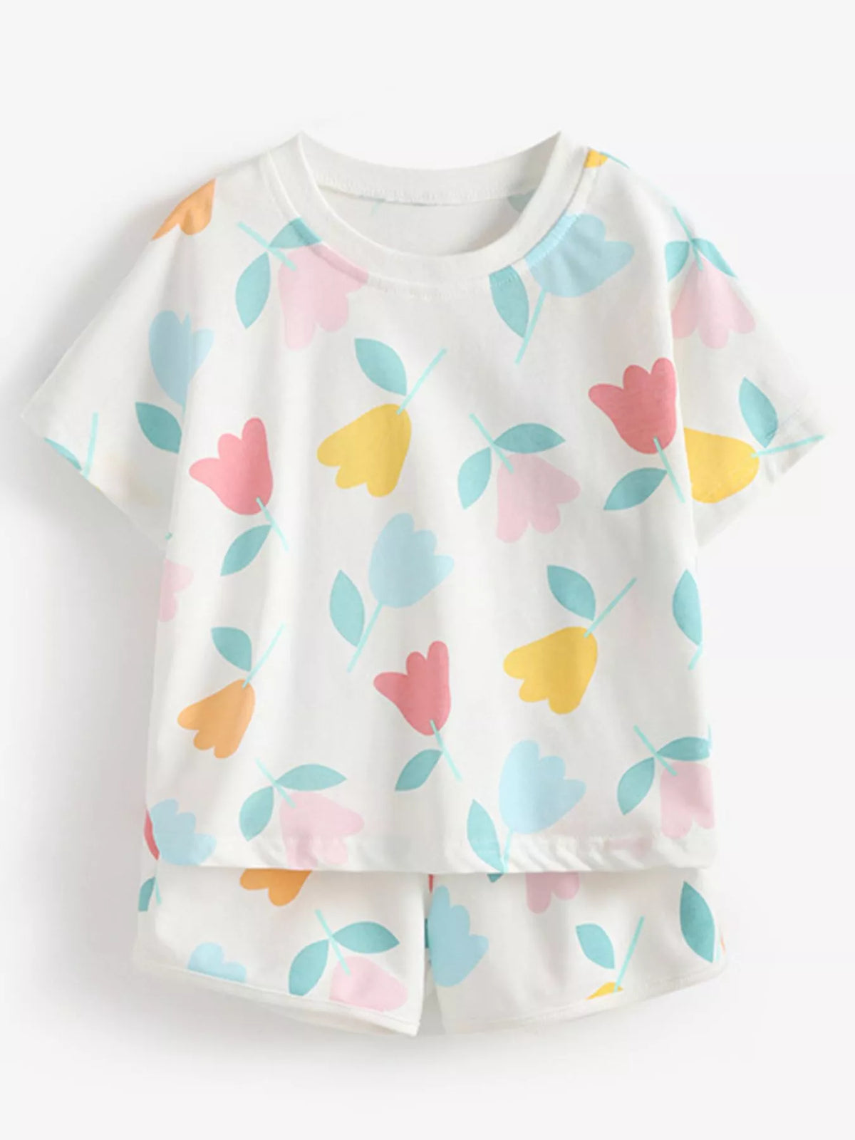 Children's Floral Print Tee and Shorts Set