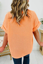 Textured Waffle Knit V-Neck T-Shirt