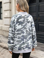 Camouflage Print Mock Neck Sweatshirt