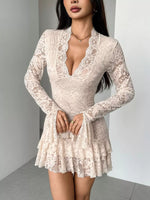 Lace Ruffle Hem Mini Dress