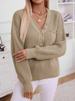 Button Detail Long Sleeve Sweater