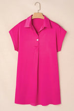 Buttoned Collared Neck Mini Shirt Dress