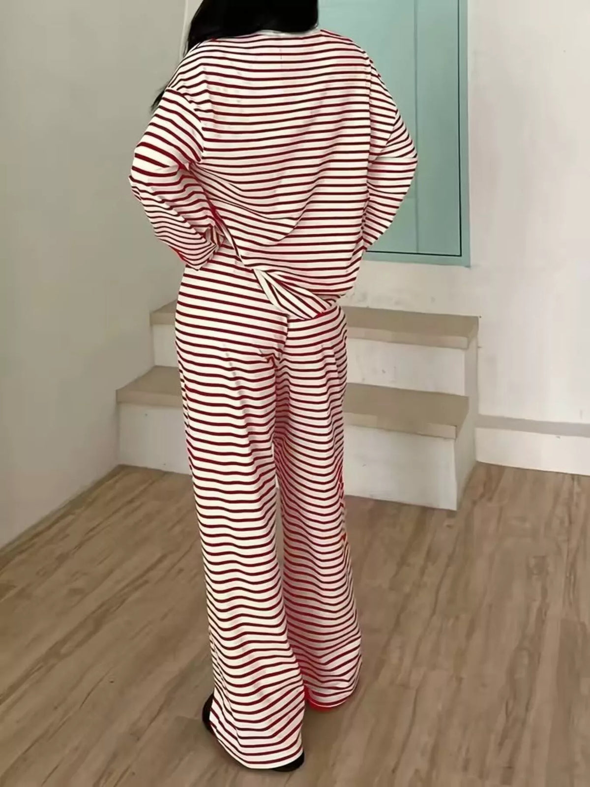 Striped Long Sleeve Top and Pants Set