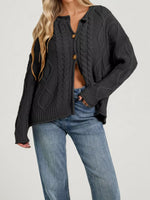 Cable-Knit Button-Down Cardigan