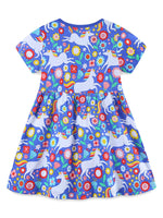 Children's Unicorn Floral Print Short Sleeve Dress