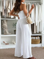Smocked Tube Wide-Leg Jumpsuit