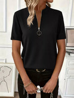 Half Zip Short Sleeve Top
