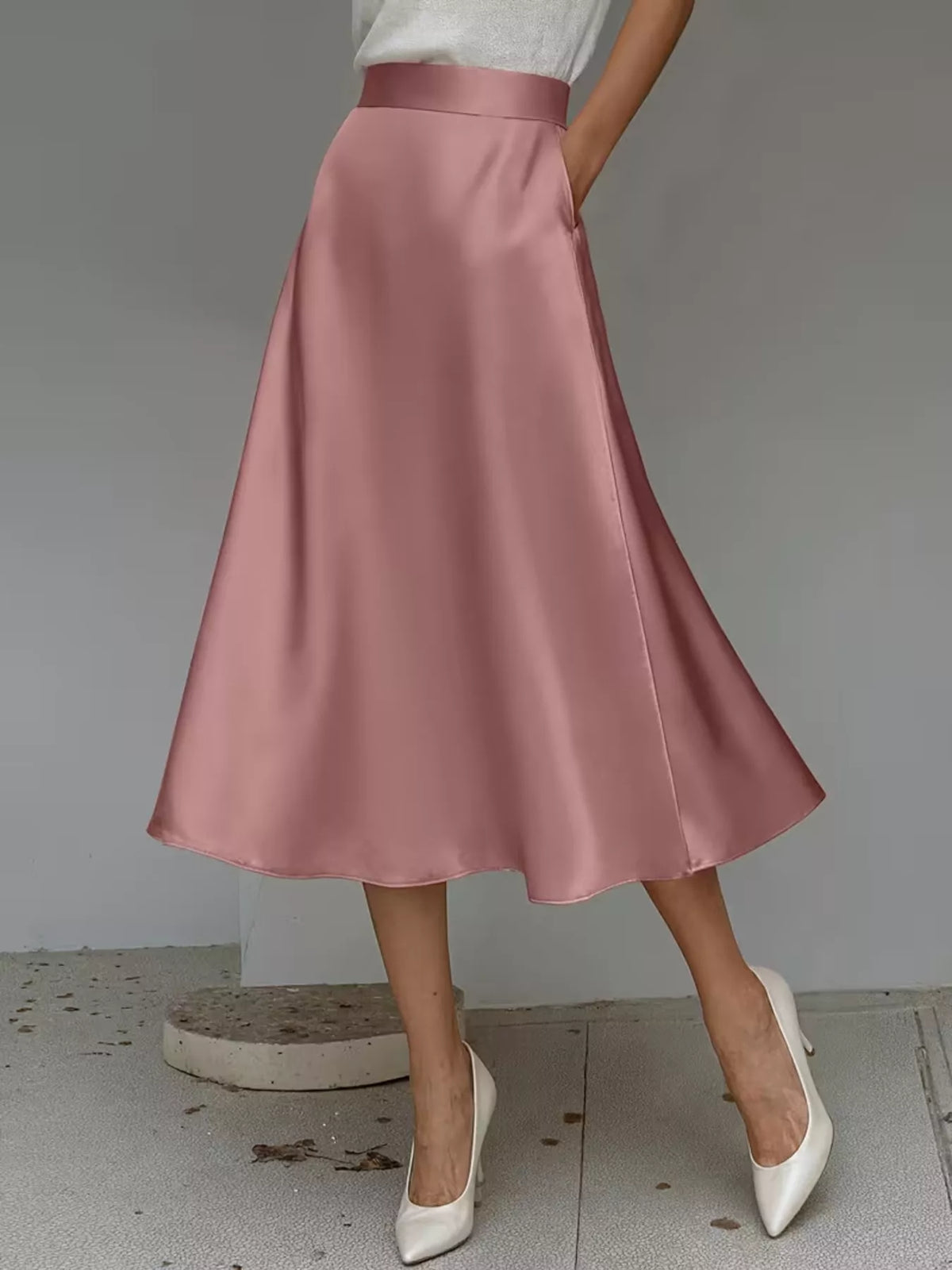 Satin Midi Skirt