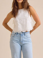Eyelet Embroidered Scalloped Hem Tank Top
