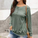 Ivy Lane Quarter Button Dropped Shoulder Blouse