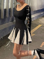 Two Tone Bowknot Decor Mini Dress