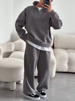Quarter-Zip Top and Wide-Leg Sweatpants Set
