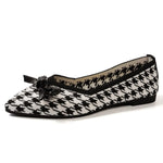 Houndstooth Point Toe Flats Slip-Ons