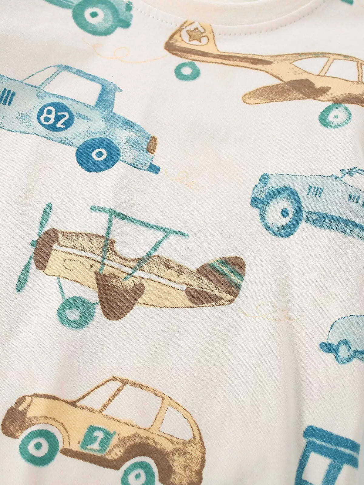 Children's Transportation Print Long Sleeve Crew Neck T-Shirt