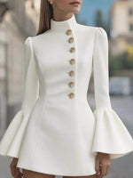 Bell Sleeve Mini Dress with Front Button