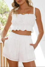 Ruffled Square Neck Cami and Shorts Set