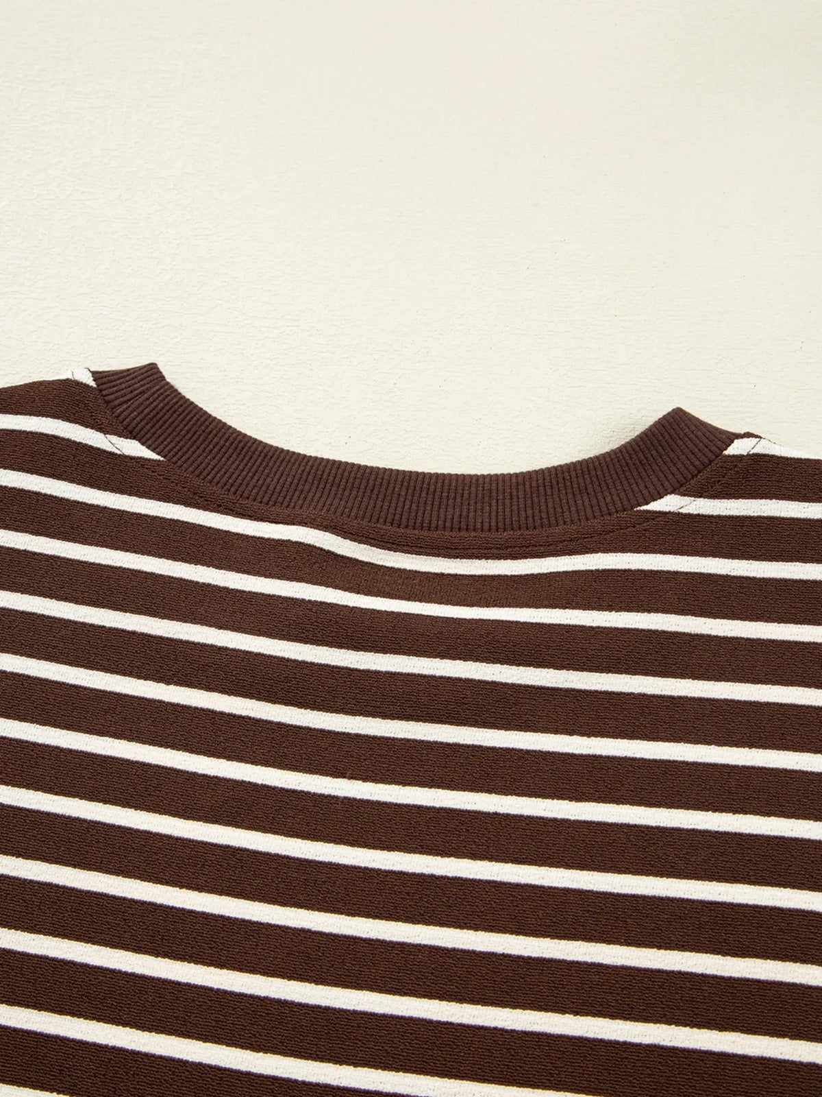 Stripe Cropped Crew Neck Long Sleeve T Shirt