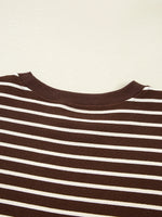 Stripe Cropped Crew Neck Long Sleeve T Shirt