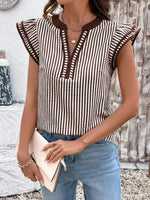 Striped Ruffle Sleeve Blouse