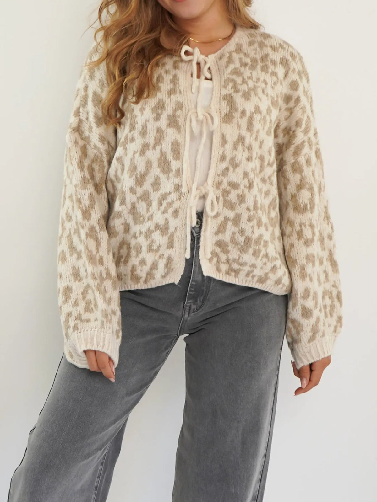 Leopard Tie Front Cardigan