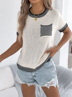 Round Neck Short Sleeve Knit Top