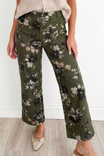 Vintage Style Floral Print High Waist Wide Leg Jeans