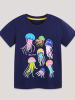 Children's Colorful Jellyfish Graphic Short Sleeve T-Shirt