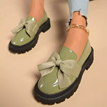 Bow Decor Round Toe Loafers