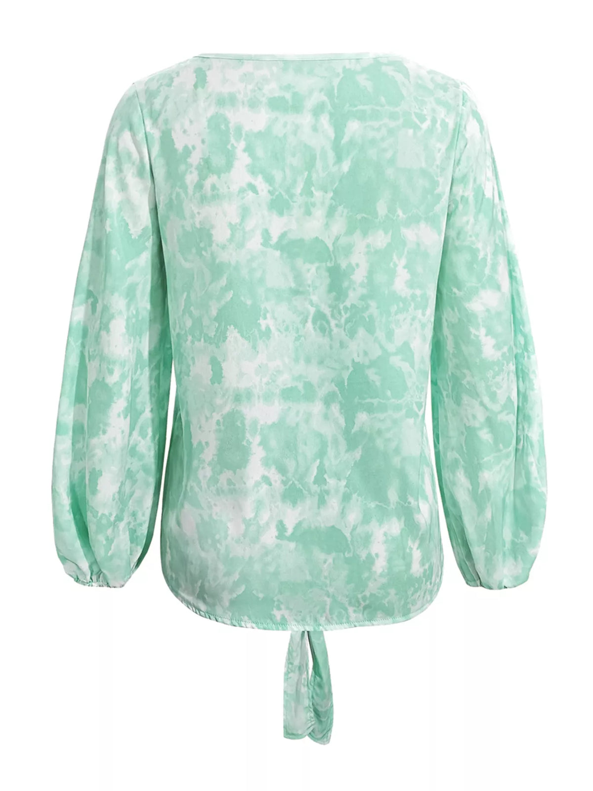 V-Neck Long Sleeve Tie-Front Blouse