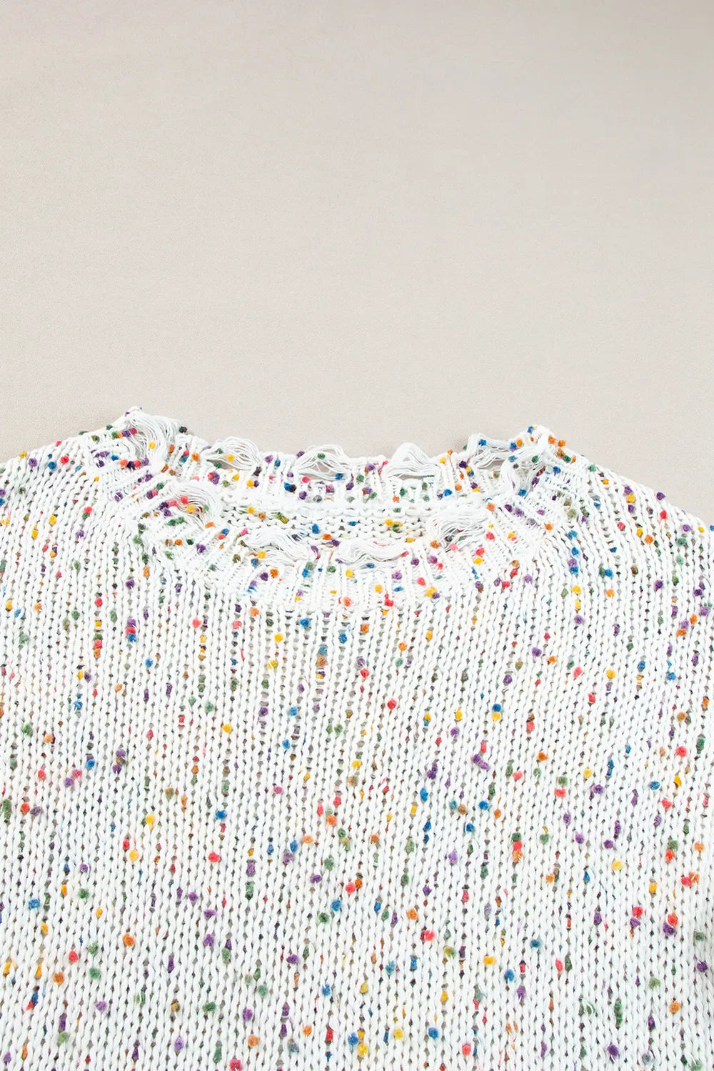Confetti Distressed Hem Long Sleeve Sweater