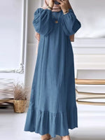 Full Size Textured Balloon Sleeve Maxi Dress Plus Size