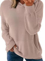 Ribbed Oversized Hoodie Sweatshirt with Pocket